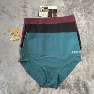 FINETOO 3 Pack High Waisted Seamless Panties XL teal,blak,marron Briefs Lingerie